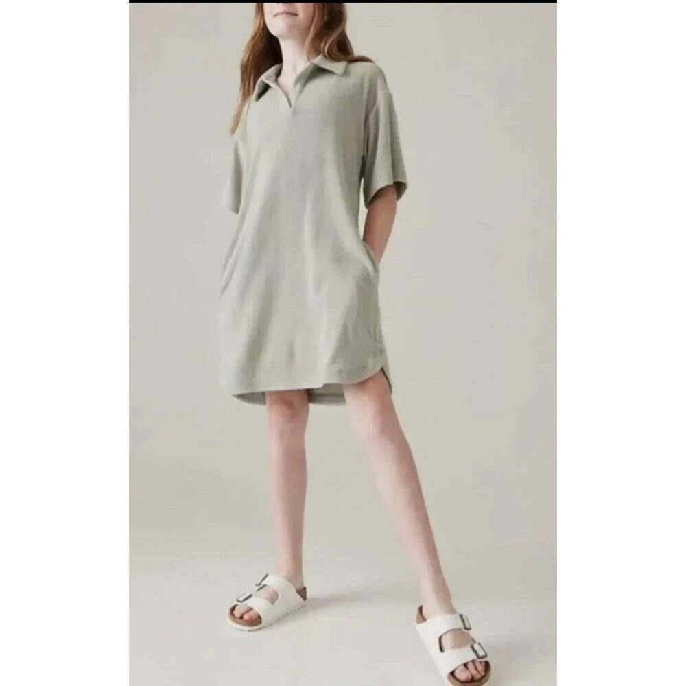 Athleta Girl Dress Girls Medium (8/10) Jump In Terry Polo Sage Green Casual
